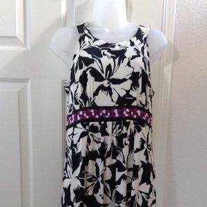 APt.9 Black/Cream/Purple Floral Dress Size M